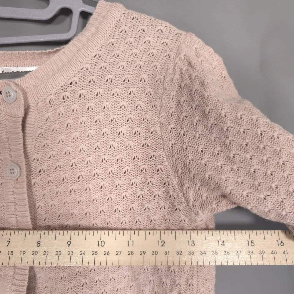 YE MAK Cardigan Sweater Girls Size 6/8 Pink‎ Cotton Button Knit Cute MK3514KID